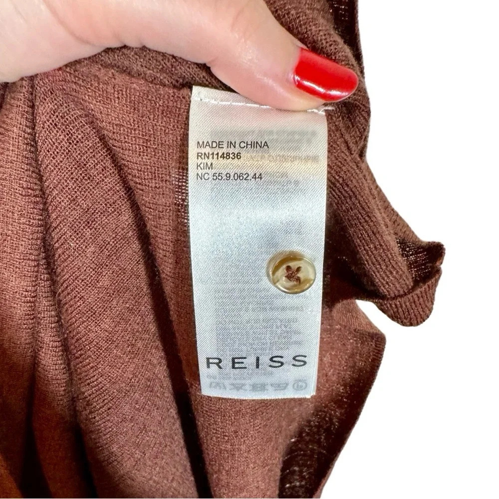 Reiss Women’s Ribbed Henley Sweater in Dark Brown - Picture 11 of 12